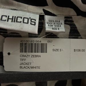 Chicos size 3 which is like a 16/18, light weight jacket.